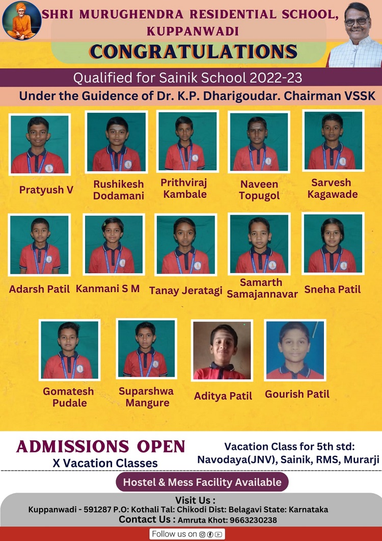 Qualified for Sainik School 2022-23